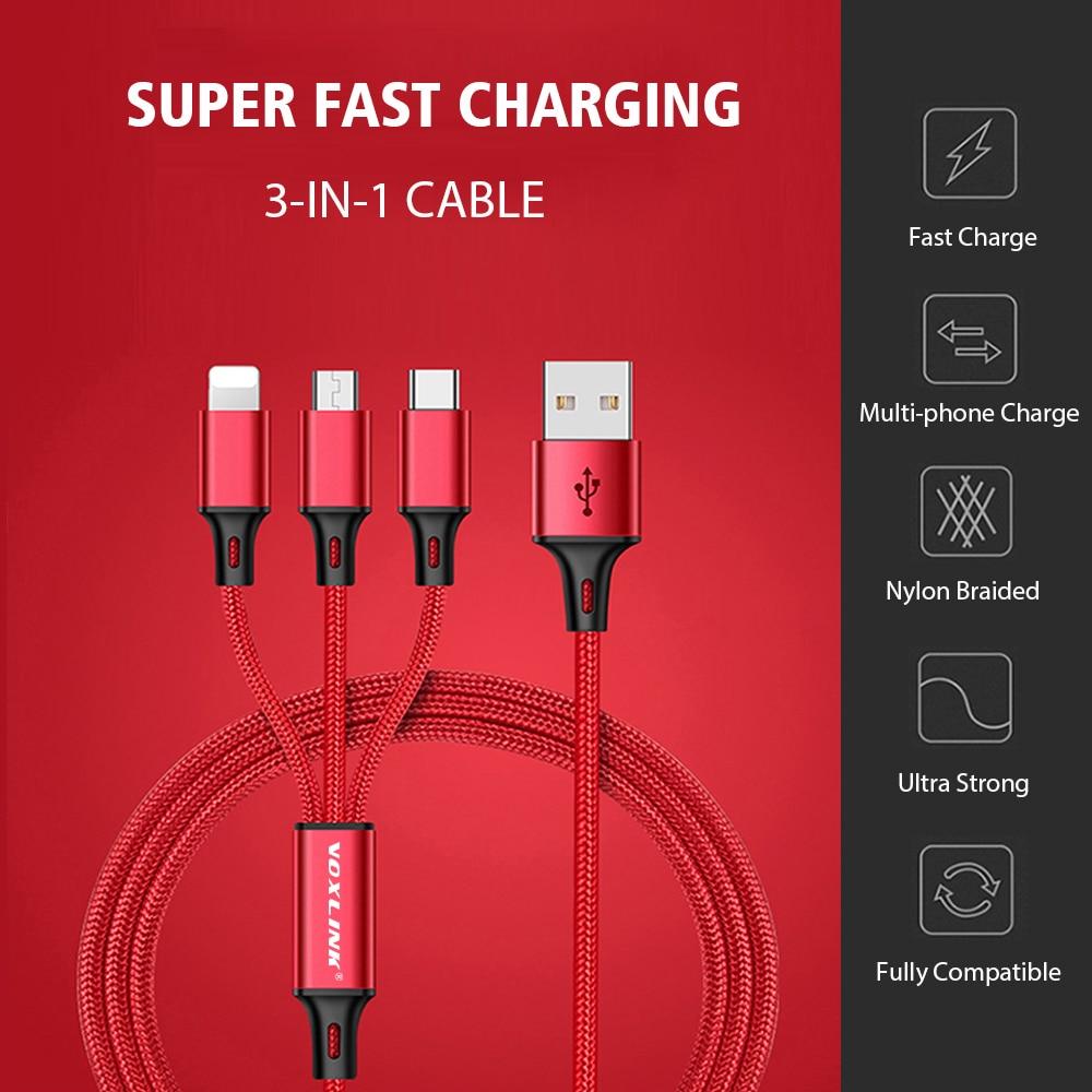 USB-кабель DUODUO 3 в 1 для iPhone 13 12 XS Max XR X 8 7, зарядное устройство, кабель Micro USB для Android, USB TypeC, кабели для мобильных телефонов