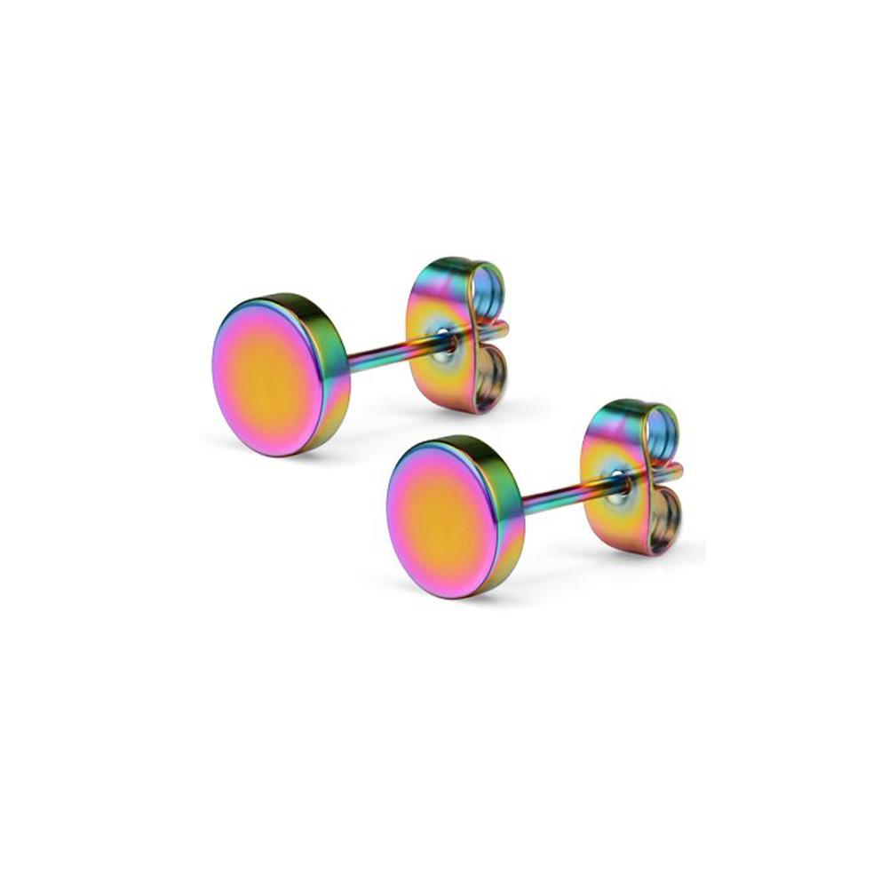 Cool Colorful Small Stud Earrings for Women Men Piercing Stainless Steel Circle Hoop Earrings Punk Girl Dangle Earrings