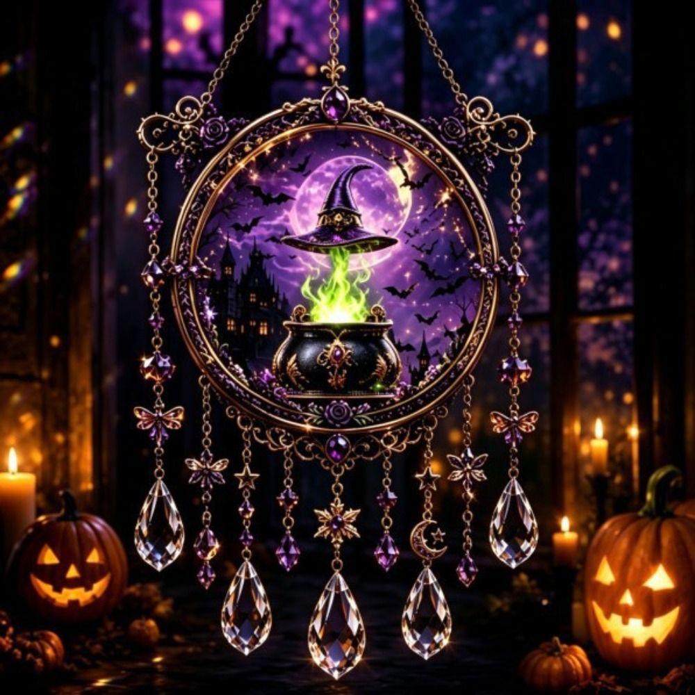 Hanging Wind Chime Acrylic Window Hanging Decor Bat Suncatcher Halloween