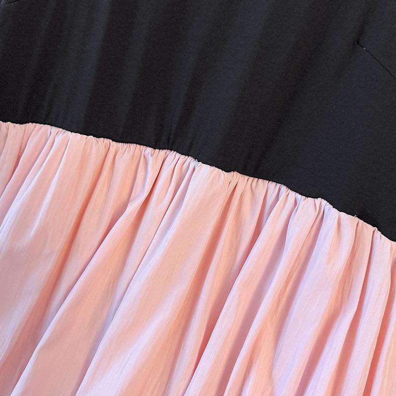 Женское платье большого размера простого стиля, пэчворк, имитация двух частей, летнее новое повседневное платье миди