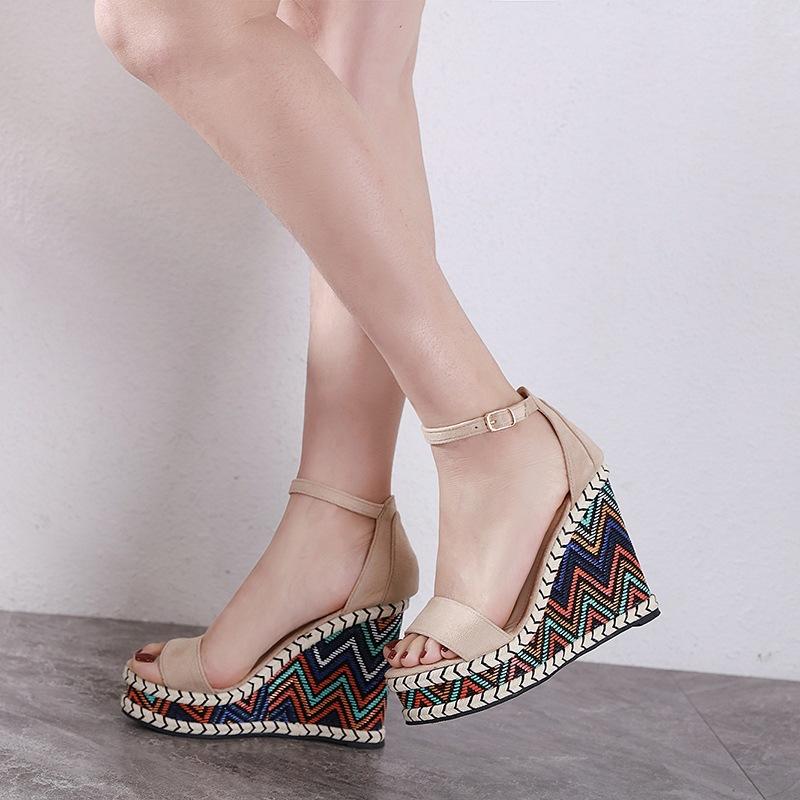 Босоножки на танкетке, женские туфли на платформе, роскошные дизайнерские женские удобные босоножки для вечеринок, летняя обувь