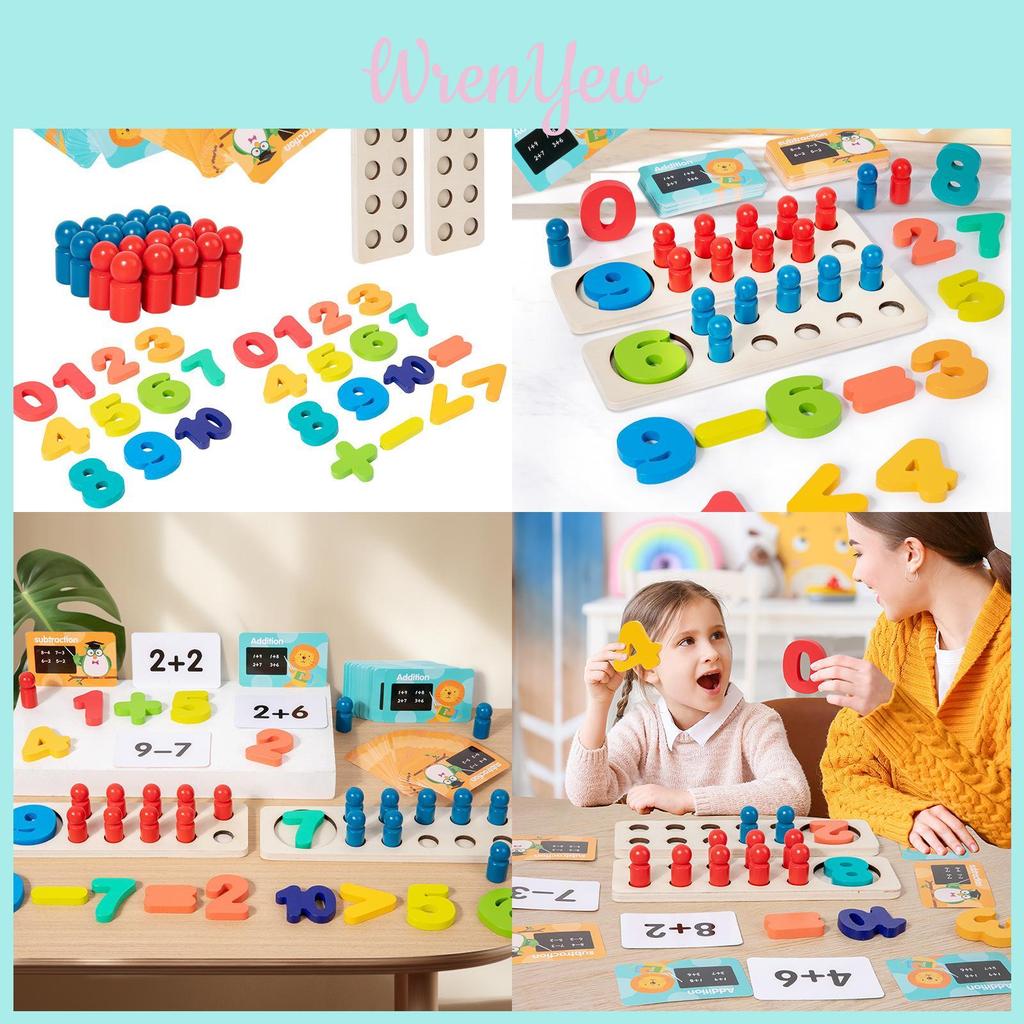 Math Teaching Tool For Children With Wooden Counting Sticks And Operation Cards