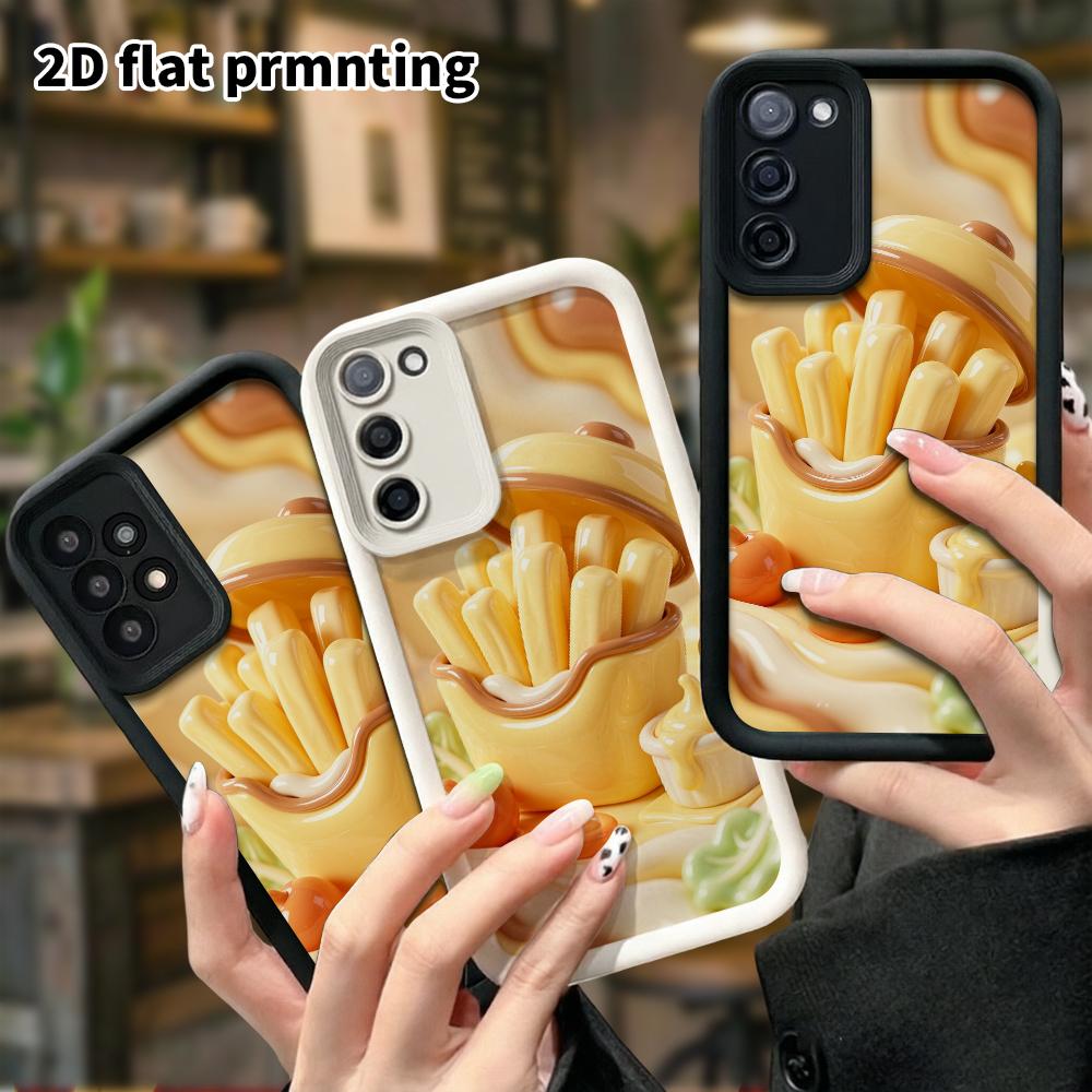 Чехол для телефона: 2D плоский дизайн, подходящий для защитного чехла Samsung Galaxy A34 A35 M05 M06 S20 S22 S21 FE Plus 5G, банка с картошкой фри из глины, идеальный Рождественский и H