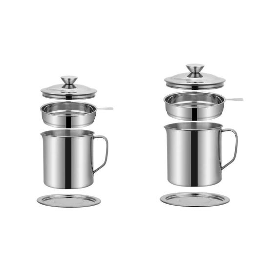 Фильтр для масла, контейнер для экономии жира, бекон, с мелкой сеткой, кастрюля для хранения масла из нержавеющей стали с поддоном для кухни