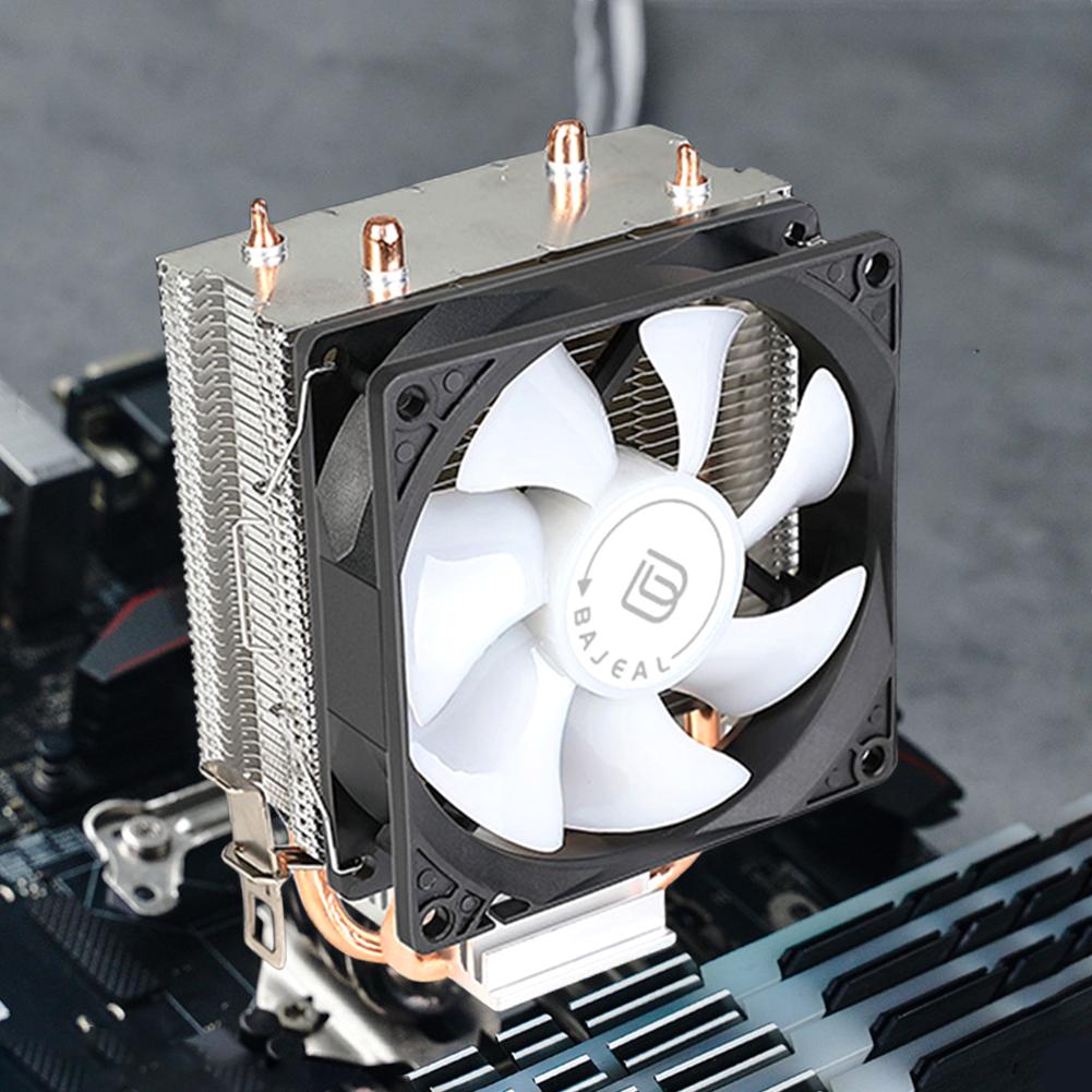 90mm Quiet Rainbow RGB Cooling Fan with 2 Heat Pipes Silent RGB Fan CPU Cooling Fan for Intel 1150/1151/1155/1156/1200 AMD AM2