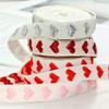5 Yards/Roll Love Jacquard Embroidery Ribbon Wedding Striped Bouquets Embroidered Heart Ribbon Christmas Decorations 16mm