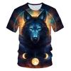 Kids Animal Wolf T Shirt for Boys Summer Autumn Children's Wolf Clothes Short Sleeved Breathable Cartoon Print Cool Wolf Tops