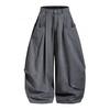 Unisex Relaxed Fit Cargo Pants Cotton Straight Leg Wide Streetwear Trousers Men Women