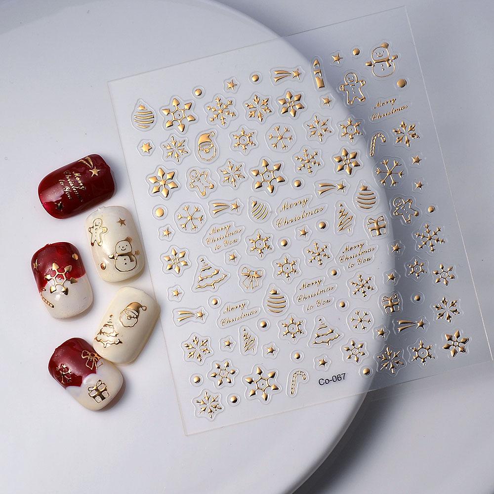 Снежинка Рождественская елка Носить Украшения Для Ногтей Оптовая Позолота Наклейки Для Ногтей Водонепроницаемые