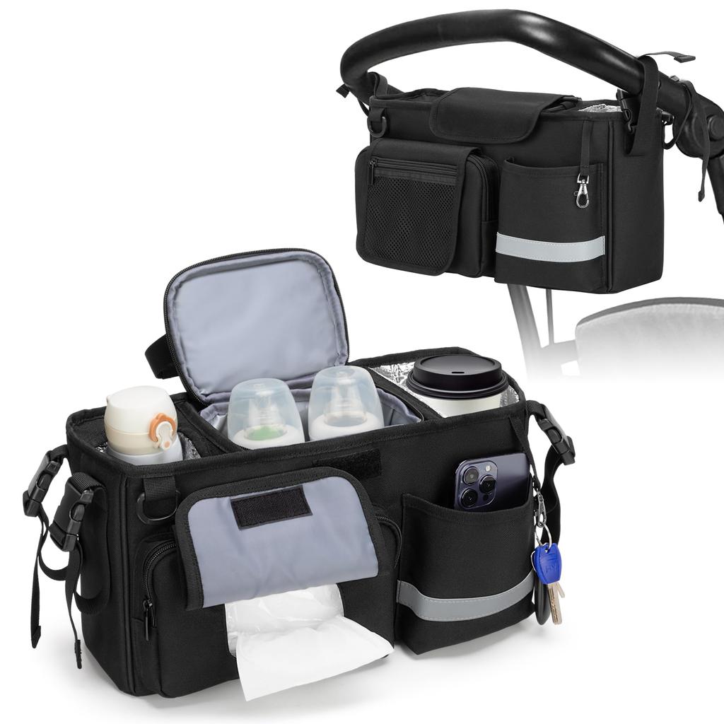 Сумка для коляски LoDrid, держатель для напитков, карманный органайзер, сумка для коляски