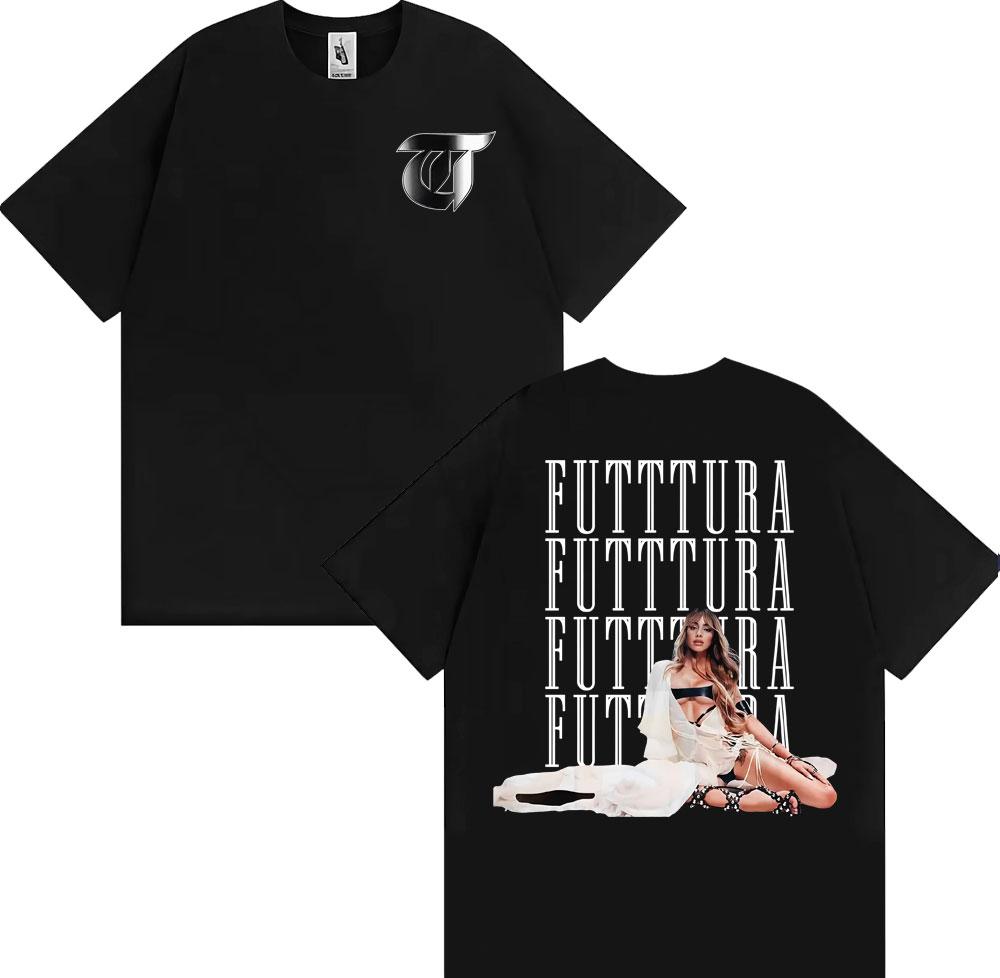 Singer TINI STOESSEL Futtura Album 2025 Tour T-shirt Men Women Fashion Oversized Retro T Shirt Cotton Casual Breathable T Shirt