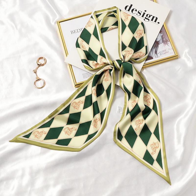 Длинный шейный платок, узкие ленты для волос, шарф, женские модные повязки на голову, шейные платки, напечатанная повязка на голову, симпатичные женские шарфы-сумки 14x145 см