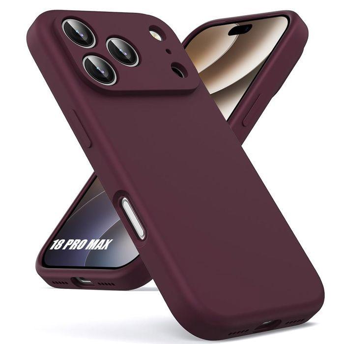 Coque pour iPhone 18 Pro Max, Protection Silicone Liquide Ultra Fine Léger Antichoc - Bordeaux