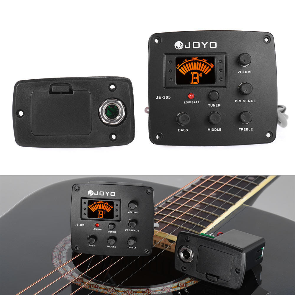 JOYO JE-305 Acoustic Guitar Piezo Pickup Preamp 4-Band EQ Equalizer Tuner System with LCD Display