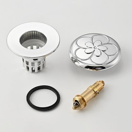 Pop-up Bathtub Stopper Drain 2-in-1 Brass Core Hair Catcher Strainer Bathroom Easy Installation Brass Core Wash Basin Sink Plug Drain