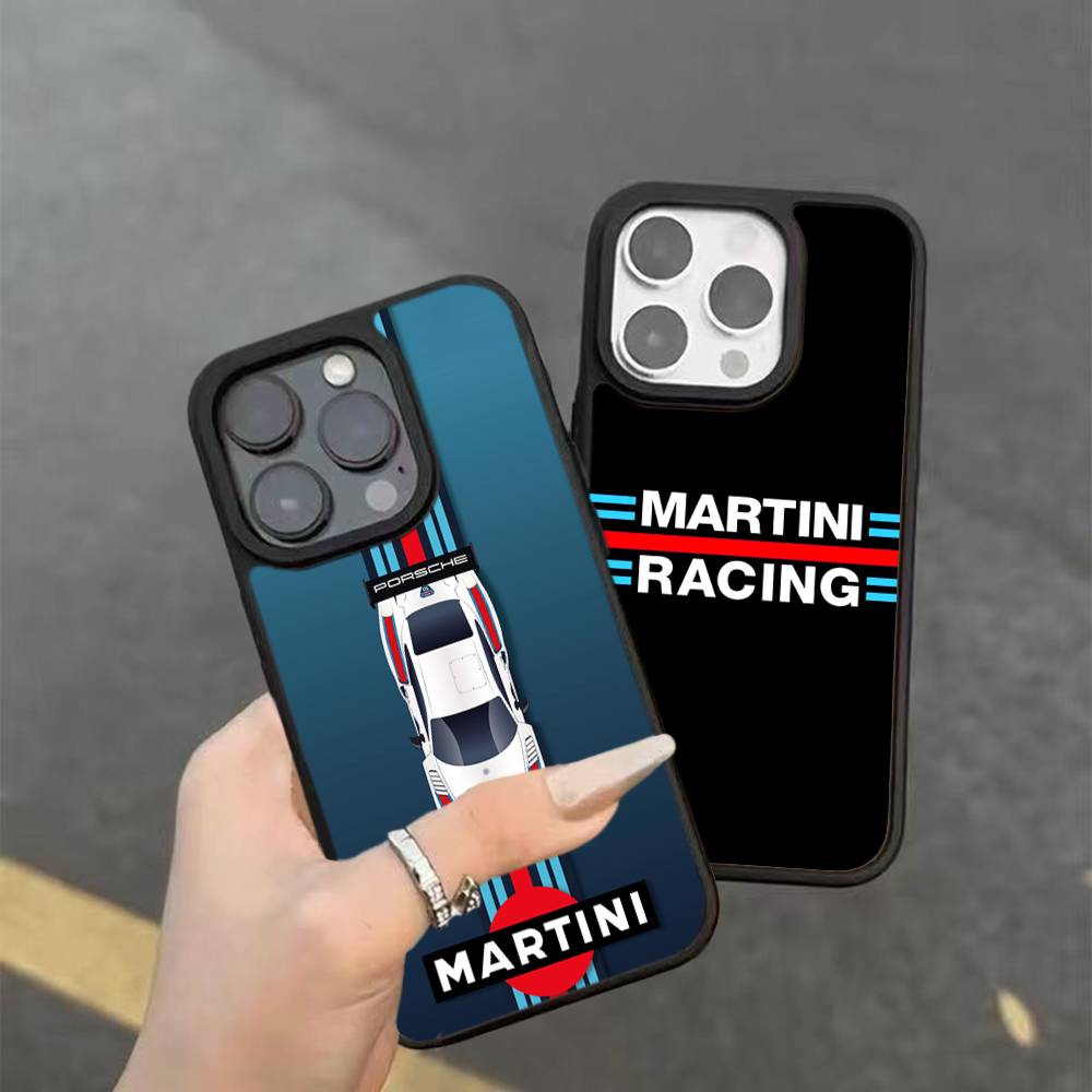 Чехол для телефона M-Martini Racing с горизонтальной полосой из ПК+ТПУ для IPhone 11 12 13 14 15 16 17 Plus Pro Max