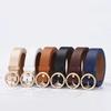 High-end Round Women Belt Fashion Waist Belt Leather Metal Buckle Ladies Leisure Dress Jeans Decoration Waistband Luxury