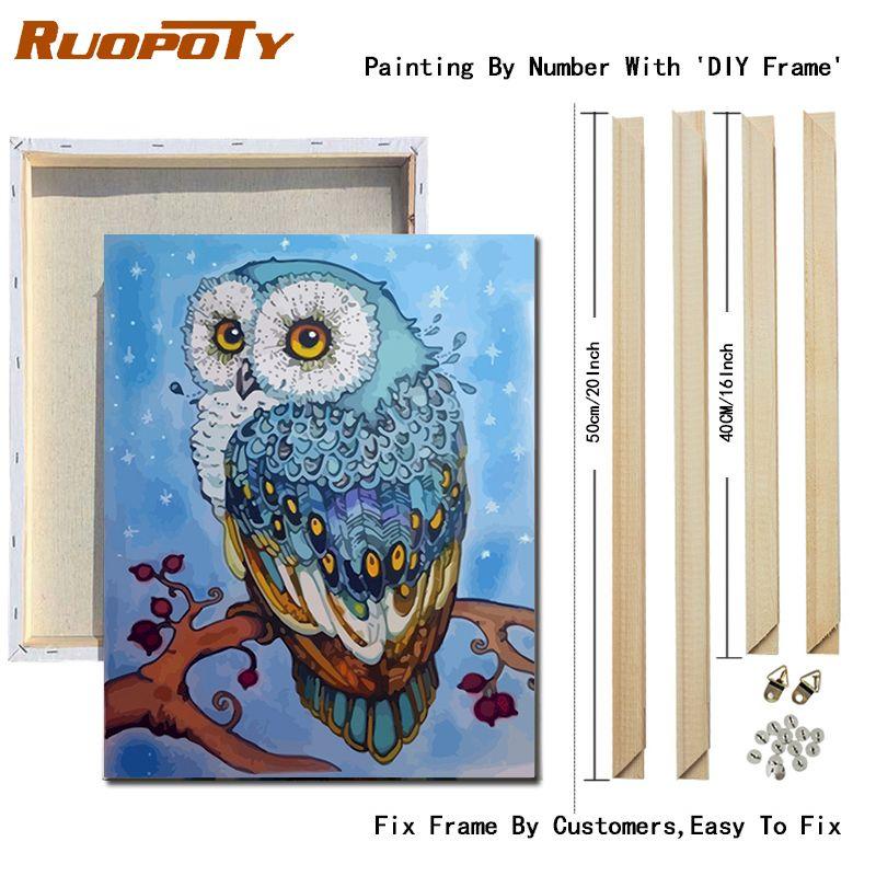 RUOPOTY Рамка для самостоятельной сборки, кошки, животные, картины по номерам, наборы для самостоятельной сборки, ручная роспись маслом, современное настенное искусство, холст для домашнего декора 40x50 см