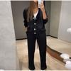 2025 Spring and Autumn New Fashion Single-breasted Casual Suit Cardigan Top Lace-up Pants Two-piece Women's Clothing