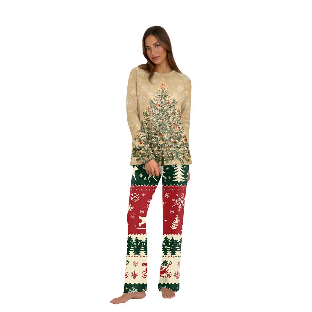Christmas Print Family Outfit Long Sleeve Top + Pants Set Family Outfit