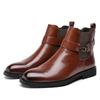Fashion Designer Vintage England Men Brown Short Tube Chelsea Boots Pointe Toe Leather Business High Quality Ankle Boots Winter Spring