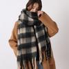 2024 New Scarf Winter Women'S Velvet Extended Warmth Luxury Fashion Versatile Internet Celebrity Girl Plaid