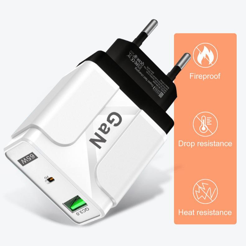 PD33W GaN QC3.0 Multi-Port Fast Charger, 9V/12V European Standard