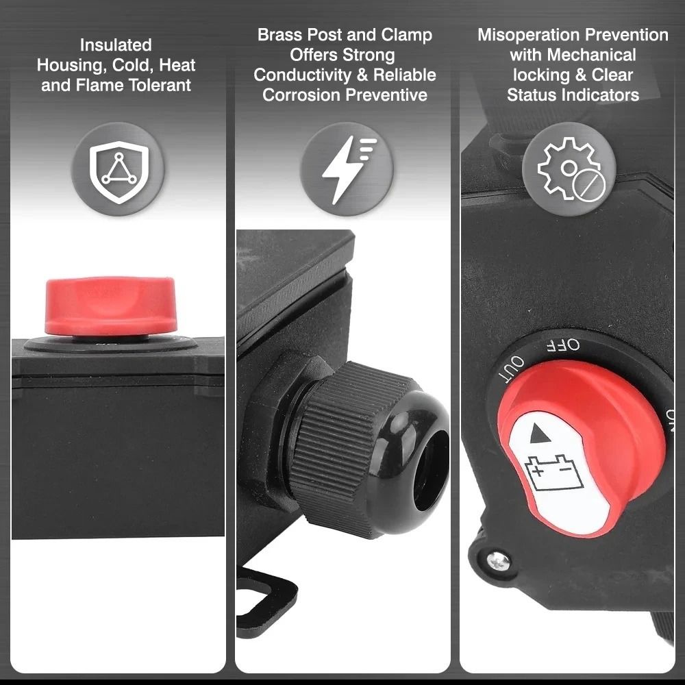 DC 12-24V Battery Cut Off Switch 100A Disconnecter Emergency Cutoff Power Isolator RV