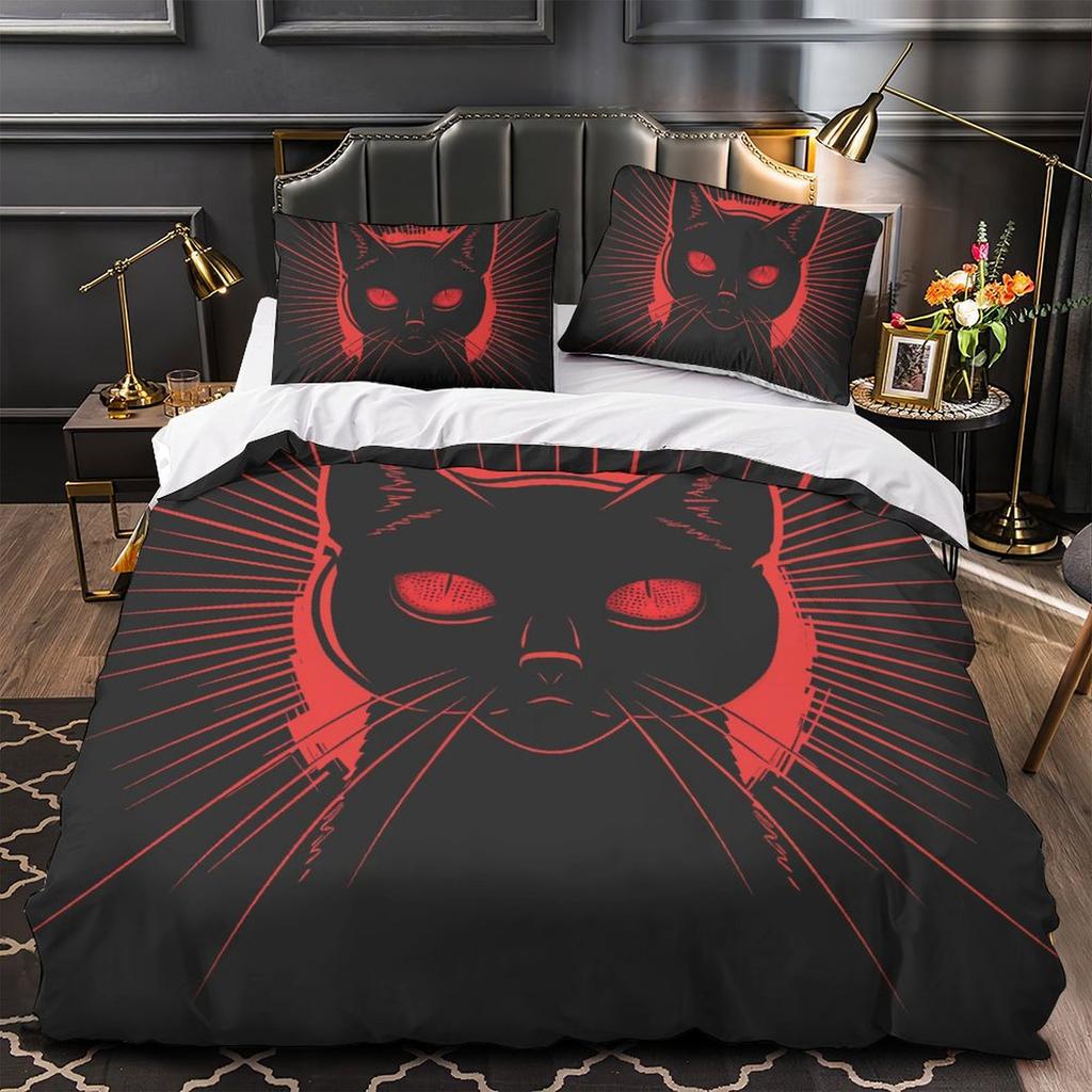 3D Cartoon Animal Bedding Set Cute Cat Down Duvet Cover Pillowcase 2/3pcs Girl Kids Women and Boys Cover