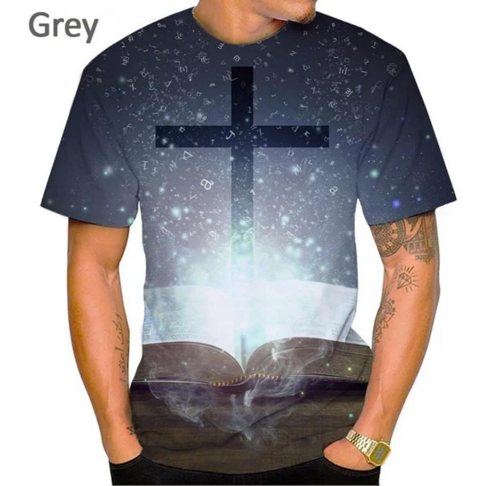 Fashion God Graphic T Shirts Summer Short Sleeve Unisex's Clothing Round Neck Cross 3d Printed T-shirt Christian Jesus Unisexs Clothes
