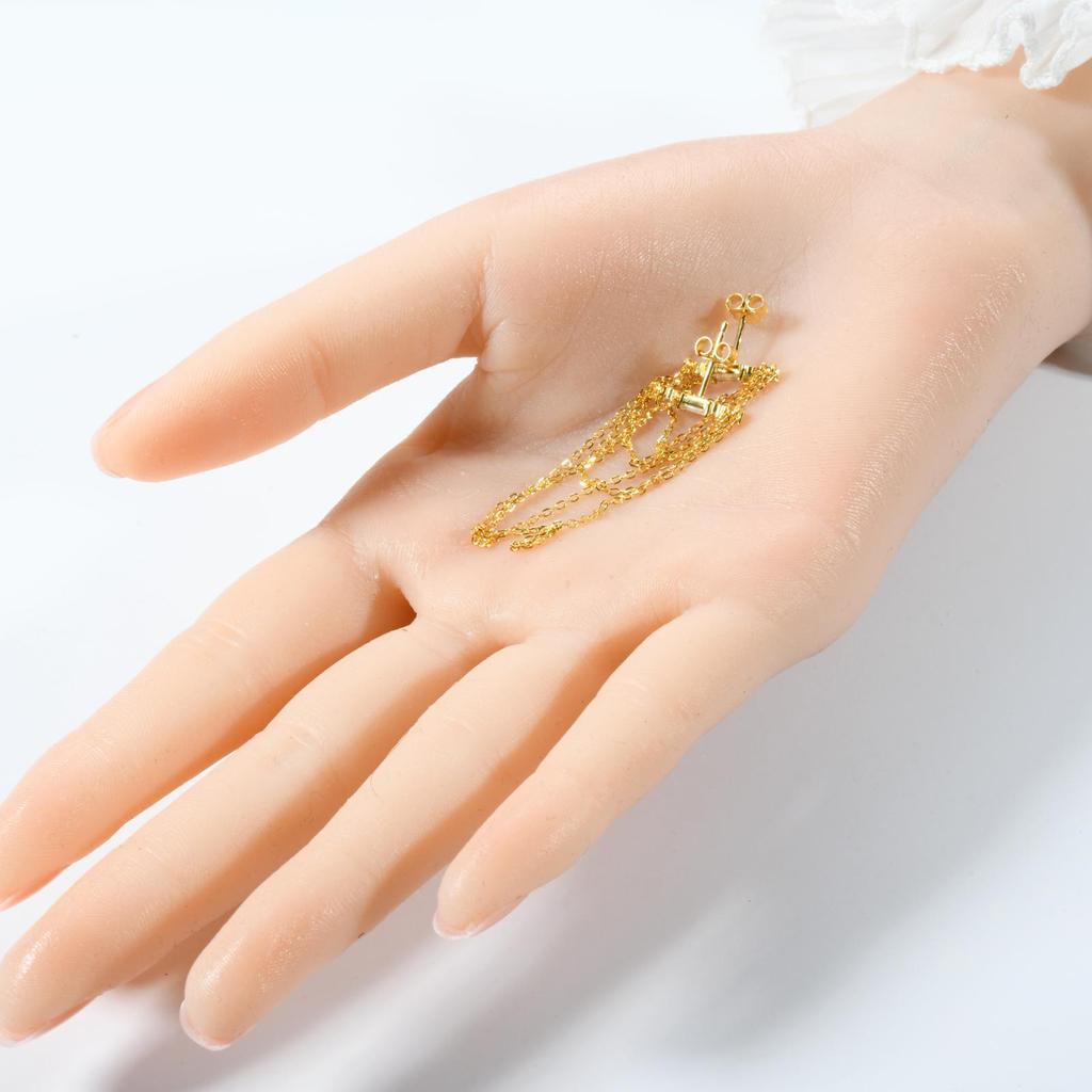 ANDYWEN Стерлингового серебра 925 пробы, стильные великолепные серьги из стерлингового серебра с позолоченными цирконами и несколькими цепочками, женские роскошные ювелирные украшения