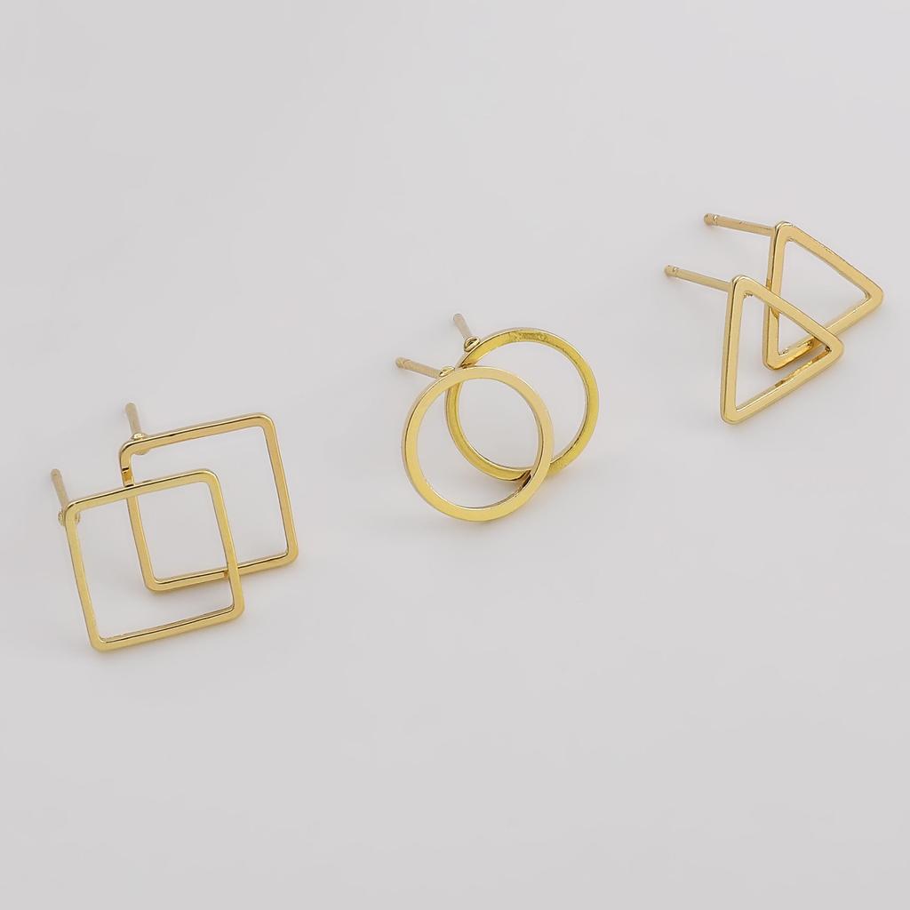 1 пара 12 мм латунные модные серьги-гвоздики геометрические серьги для женщин и девочек