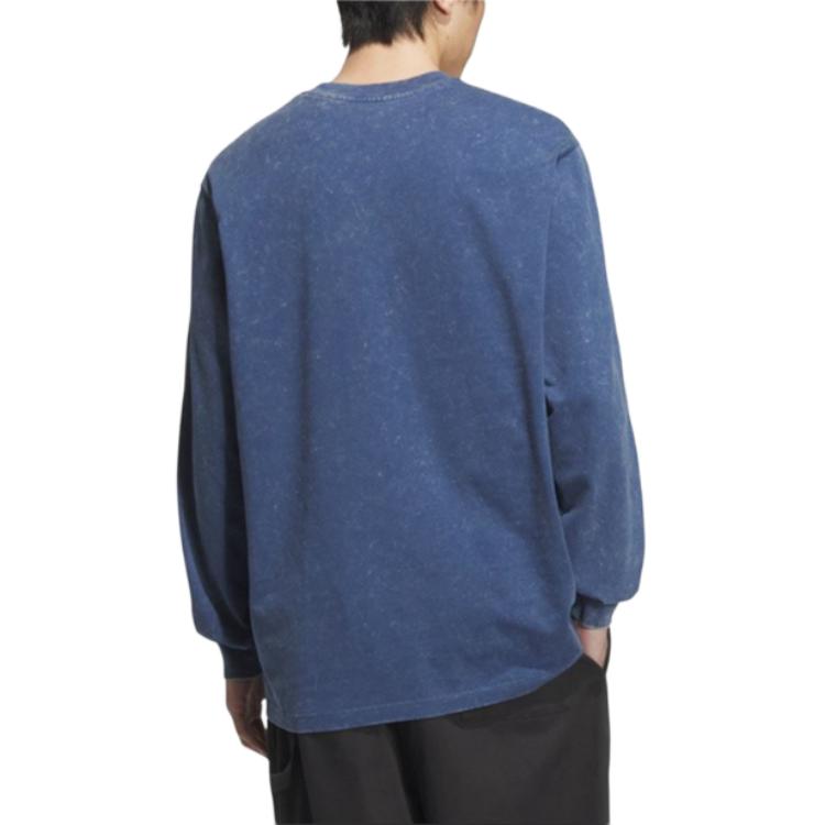 adidas Футболка Originals Classic Series Washed Loose Comfortable Universal с длинным рукавом для мужчин, топы, униформа, синяя KA6760