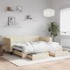 VidaXL Daybed with Trundle and Drawers Cream 90x200 Cm Fabric 3196856