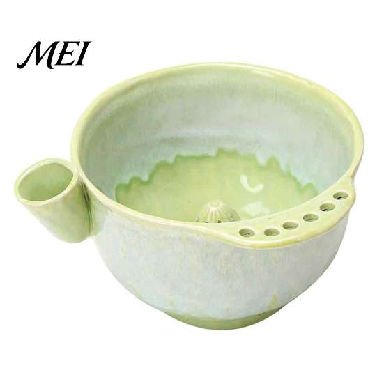 Kitchen Prep Strainer Ceramic Berry Swirl Washing Bowl, Self Spinning Fruit Colander Rotating with Drain Holes, Tool for Strawberries Grapes Cleaning