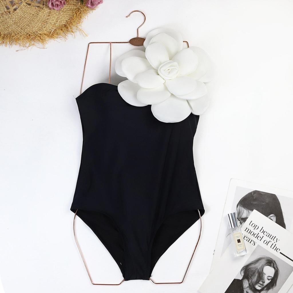 2024 сексуальное бикини с 3D цветком, однотонный цельный купальник, женские купальники, летние роскошные пляжные монокини для девочек, банный костюм