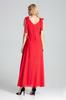 Elegant red dress with a slit and a V-neck - M691 size