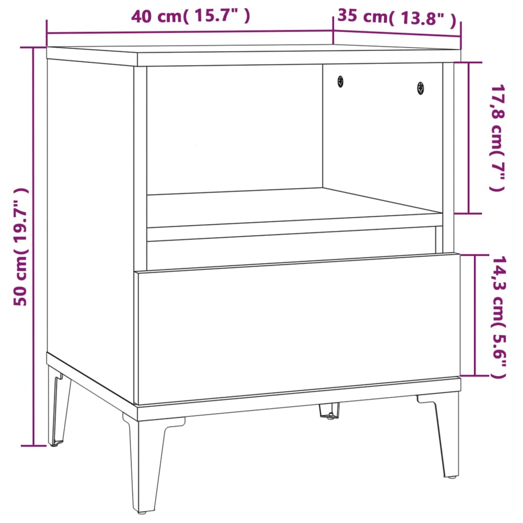 Nightstands (2 pcs) High Gloss White 40 x 35 x 50 cm