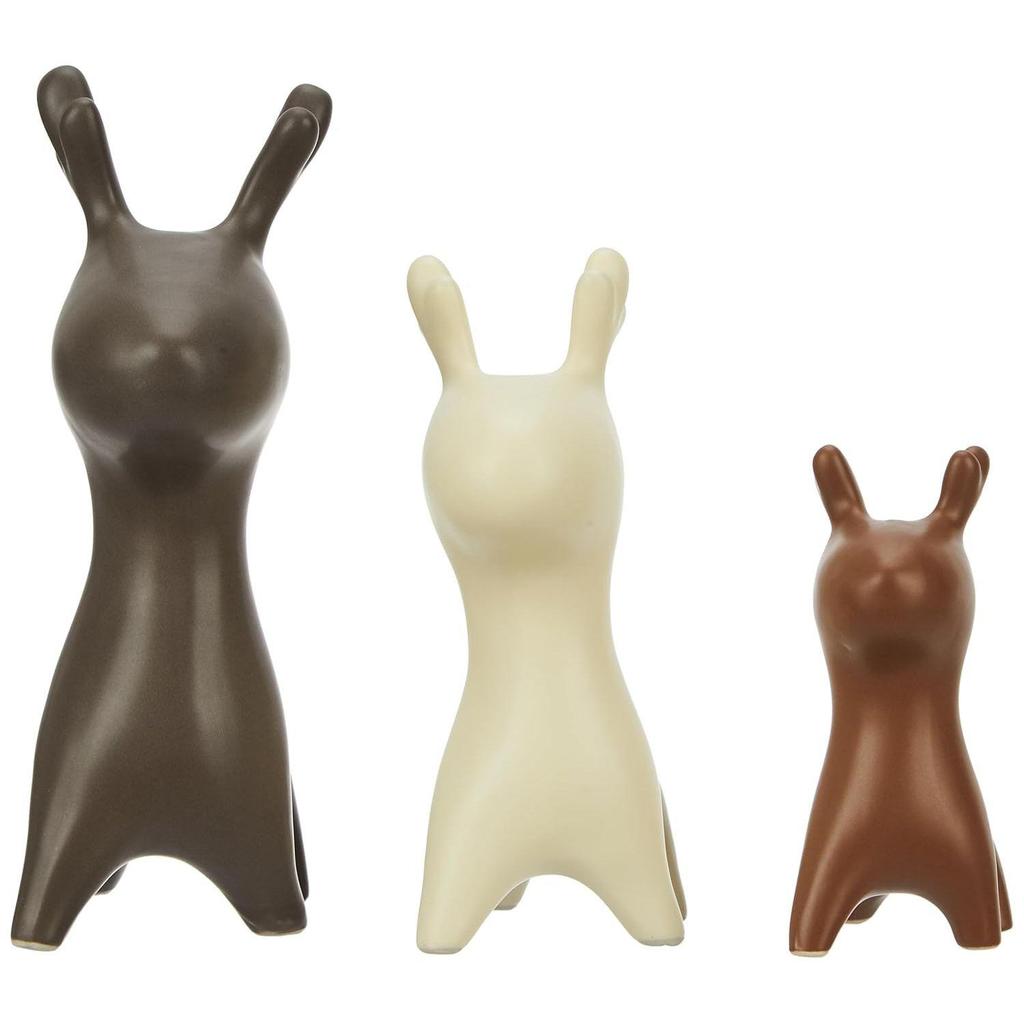 Home Décor Elk Family Matte Finish Ceramic Figurines - (Set of 3, Matte Brown)