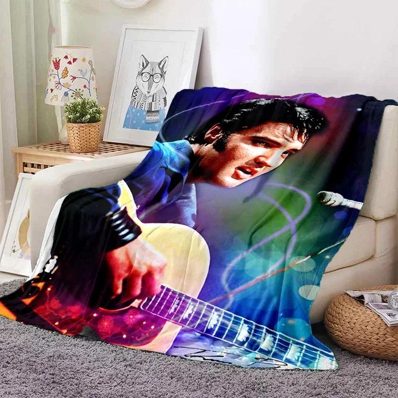 E-Elvis Presley Throw Blanket Soft Flannel Thin for Bed Sofa Cover Bedspread Home Deco Picnic Cooling Blankets for Beds Gift