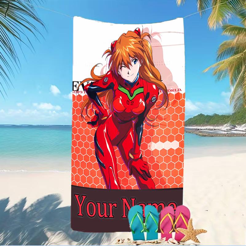 Customizable personalized beach towels Asuka Langley Soryu themed designs.Suitable for the beach, yoga, sports;ideal as beach accessories