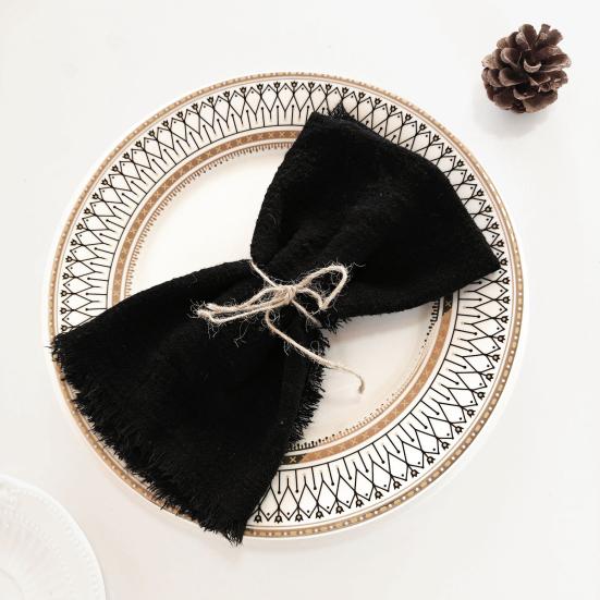 Bohemian Napkin with Fringe Cotton Fabric Solid Color Napkin Rustic Wedding Napkin for Dining Table Farmhouse Home Decor