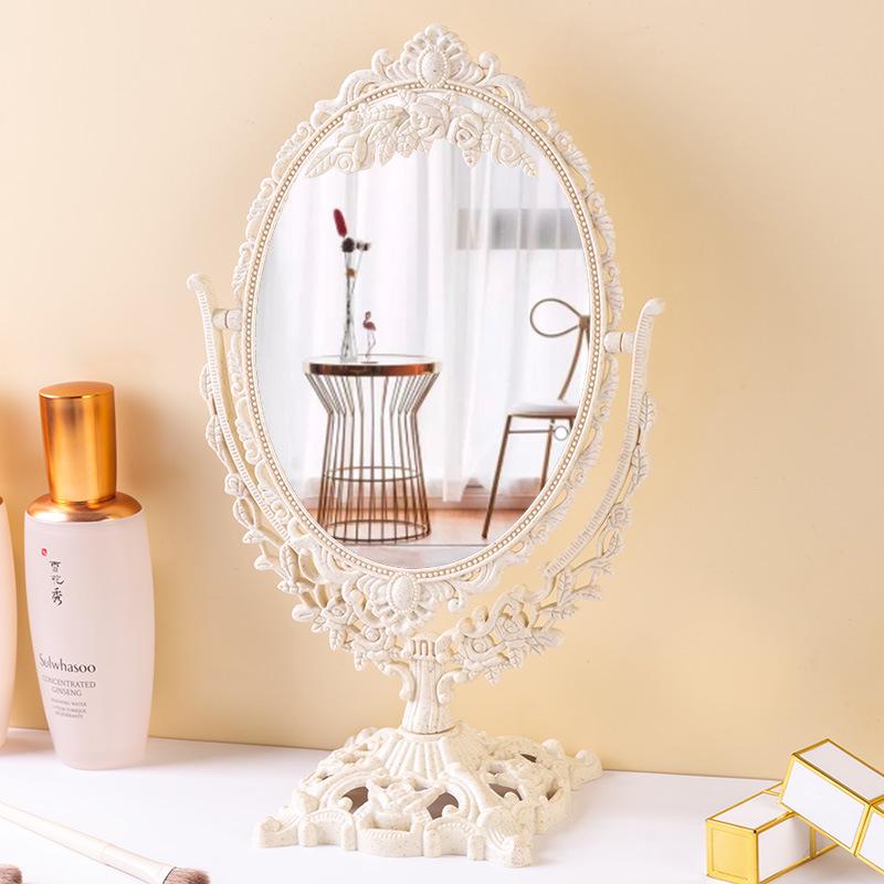 European Style Heart-Shaped Vintage Vanity Mirror – Double-Sided Desktop Makeup Mirror