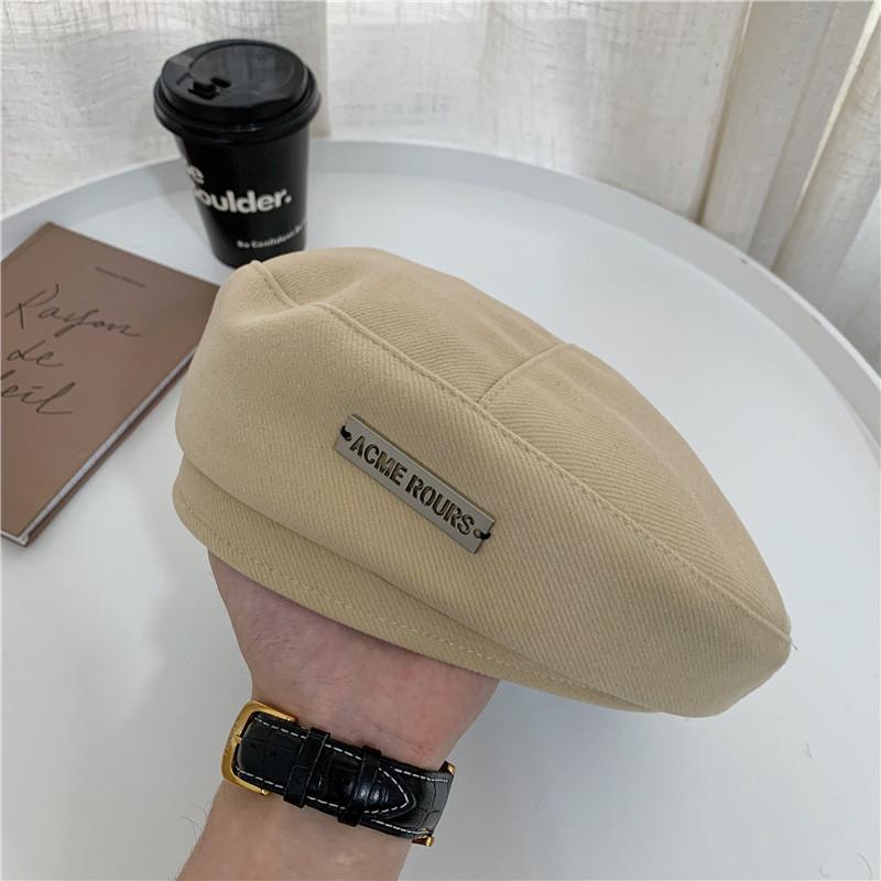 Стильный шерстяной берет для женщин, модная осенне-зимняя шапка художника с деталями в виде английских букв