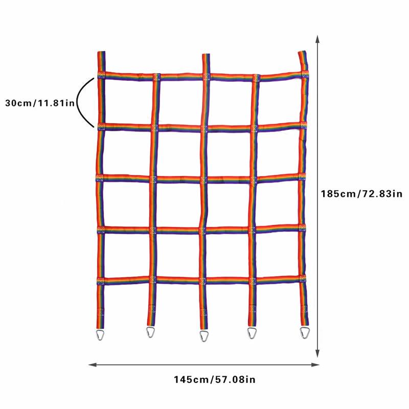 Outdoor Children Rainbow Climbing Net Rope Ladder Jungle Warrior Obstacle Courses Hanging Step Playground Climbing Training Wall