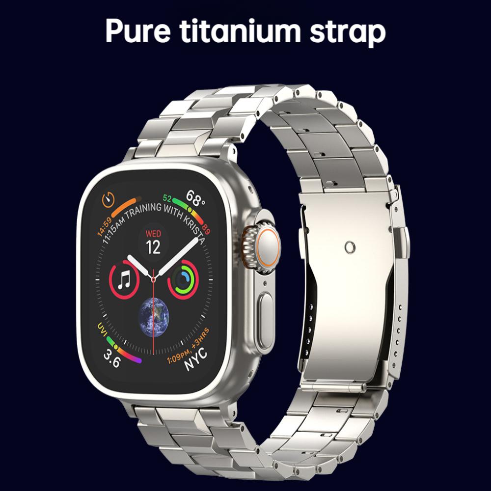 Бизнес титановый ремешок для Apple Watch Series 10 46 мм 42 мм 45 мм 44 мм iWatch Ultra 49 мм браслет SE с застежкой-черепахой съемный титановый ремешок