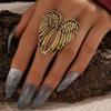 Vintage Fashion Distress Alloy Wings Finger Rings Jewelry for Male And Female Rings Niche Design Personalized Matching Bijoux