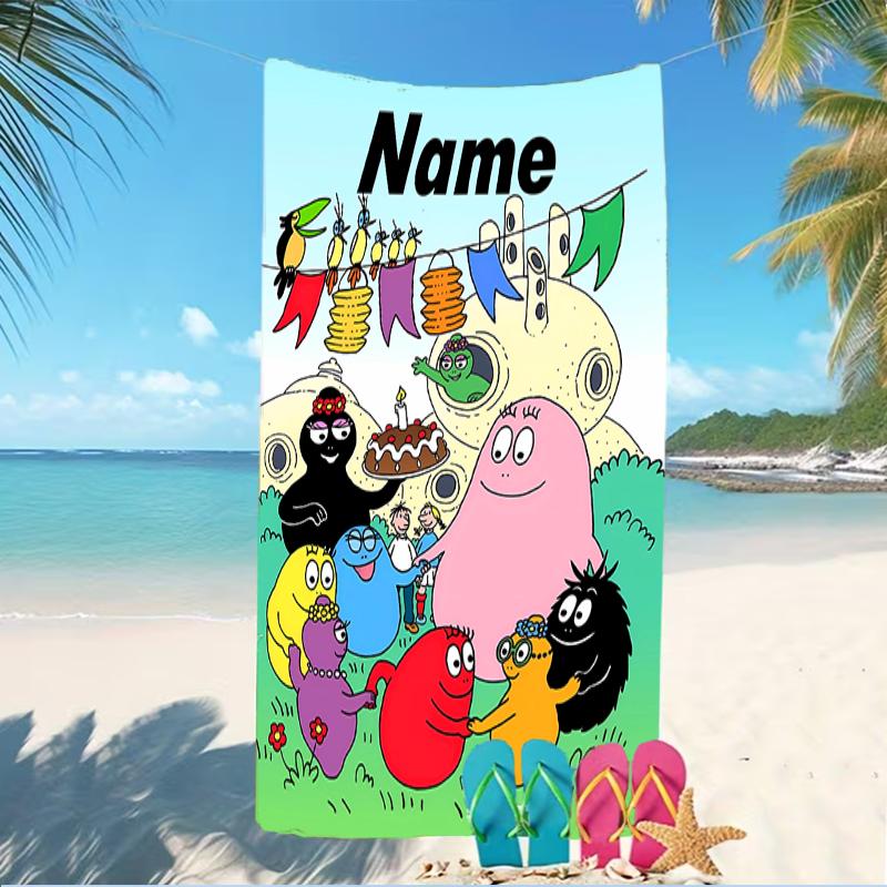 Customizable personalized beach towels Barbapapa themed designs.Suitable for the beach, yoga, sports;ideal as beach accessories