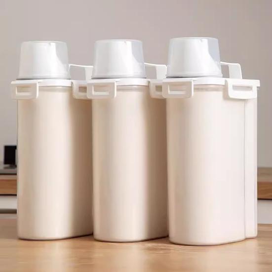 Grain Can Ergonomic Handle Measuring Cup Design Storage Container with Lid Plastic Transparent Grain Dispenser