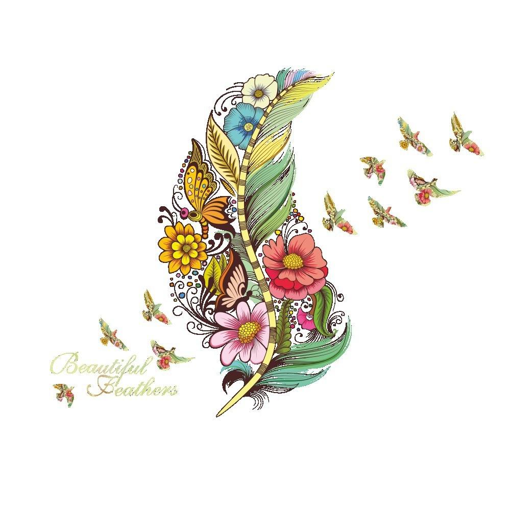 Наклейка на стену, перо, бабочка, вход, ПВХ, декор, обои «сделай сам»